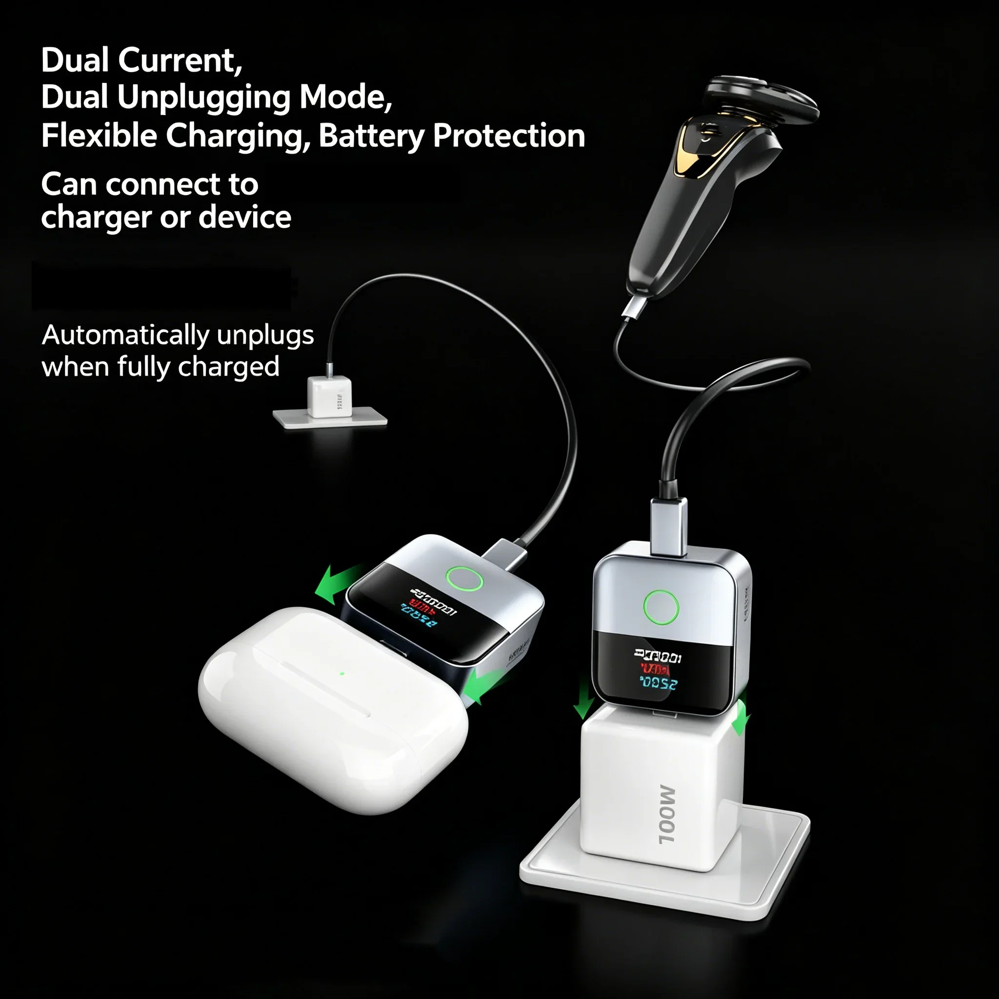 KEBIDUMEI 140W Smart Auto Power-off Phone Charge Separator Digital Display Type-C Fast Charging Data Cable Overcharge Protection