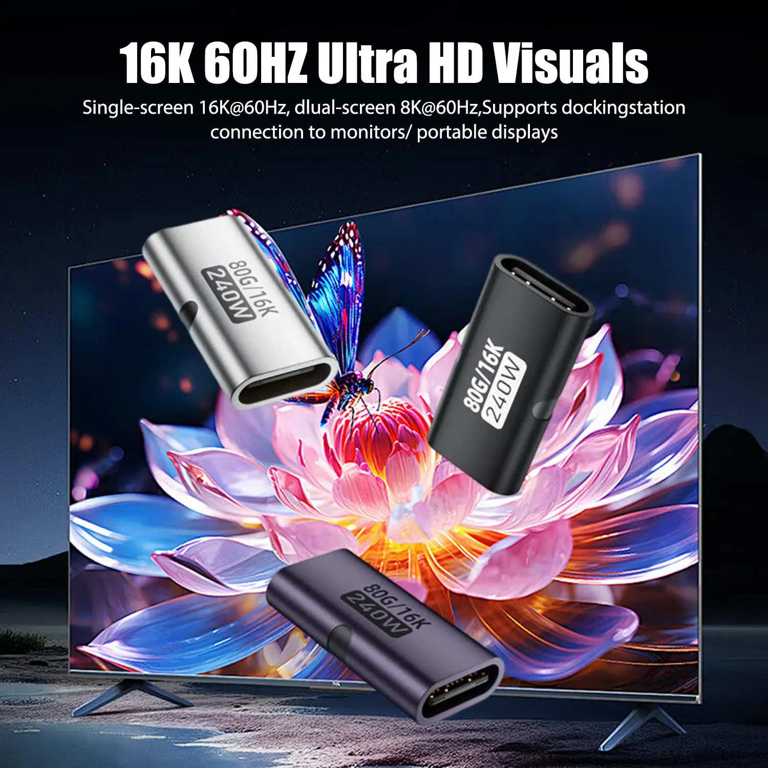 1/5/10pcs 240W PD USB C Female To Female Adapter 80Gbps High-Speed 16K 60Hz Video for MacBook Pro Air IPad Type-C HUB Converter