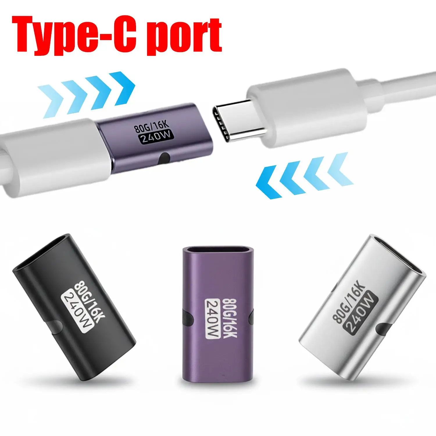 1/5/10pcs 240W PD USB C Female To Female Adapter 80Gbps High-Speed 16K 60Hz Video for MacBook Pro Air IPad Type-C HUB Converter