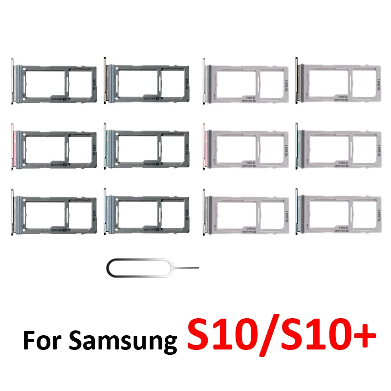 For Samsung S10 G973F G973 Phone New SIM Card Tray Housing Micro SD Card Holder Pocket For S10 Plus S10+ G975F G975