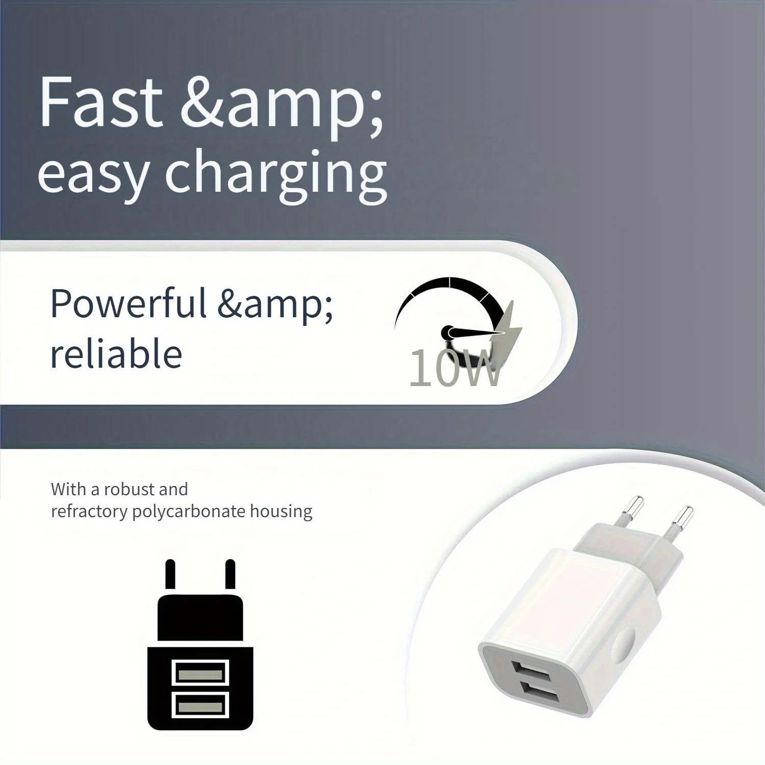European Wall Charger, USB 2.1AMP Universal Europe Charger Block Dual Port Plug Compatible for Mobile Phone
