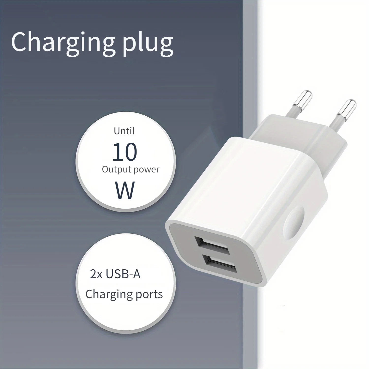 European Wall Charger, USB 2.1AMP Universal Europe Charger Block Dual Port Plug Compatible for Mobile Phone