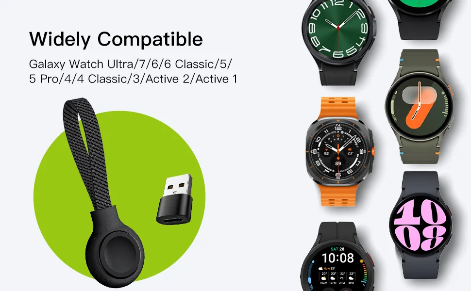 Bonola Lanyard Watch Charger Type C for Samsung Watch Ultra 8 7 6 5 Portable Magnetic Wireless Watch Chargers for Galaxy Watch