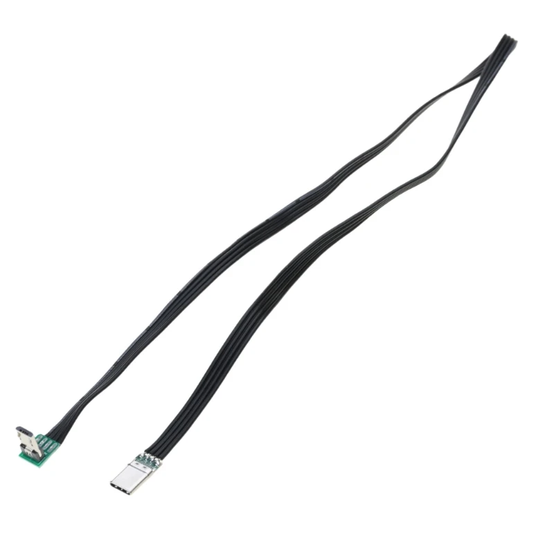 Flat Flexible Straight Up Down & Left & Right Angled 90 Degree MicroUSB to USBC Data Cable QXNF