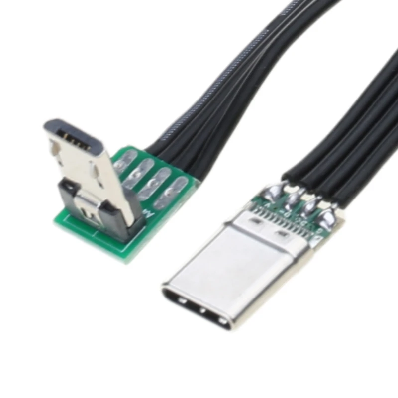 Flat Flexible Straight Up Down & Left & Right Angled 90 Degree MicroUSB to USBC Data Cable QXNF