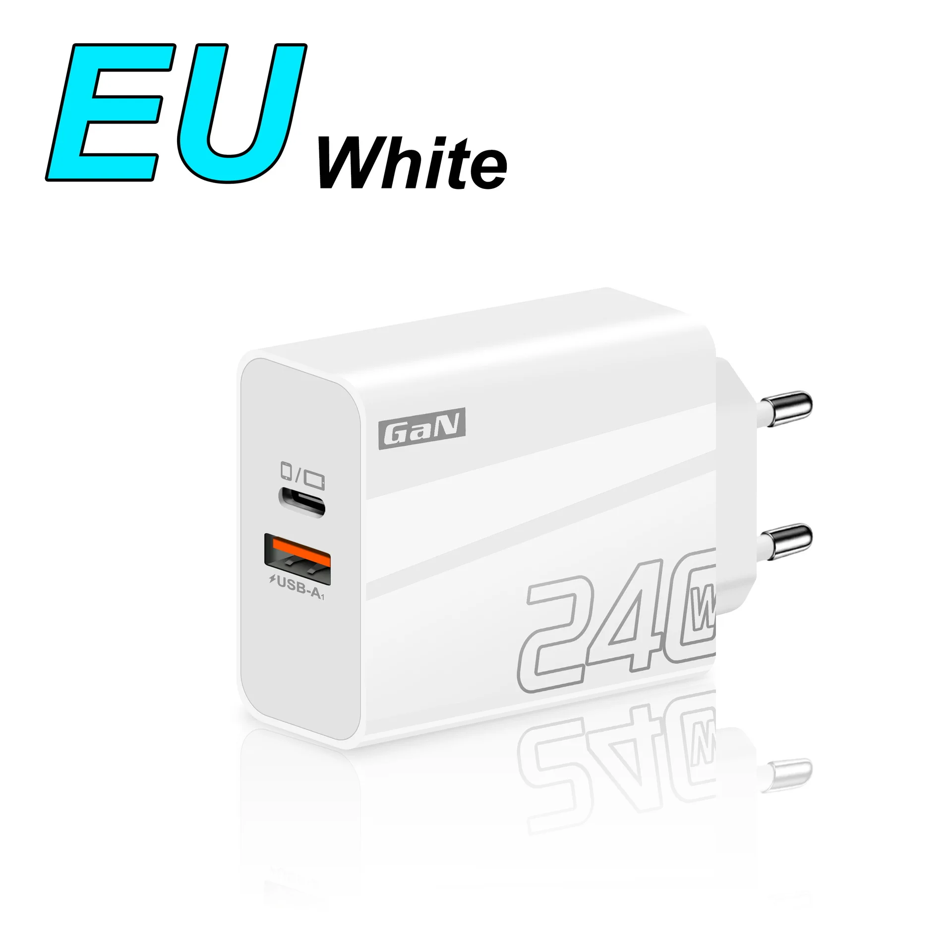 240W GaN Charger Dual Port USB A Type C PD Fast Charging Adapter QC3.0 Wall Charger for iPhone Samsung Laptop Travel Adapter