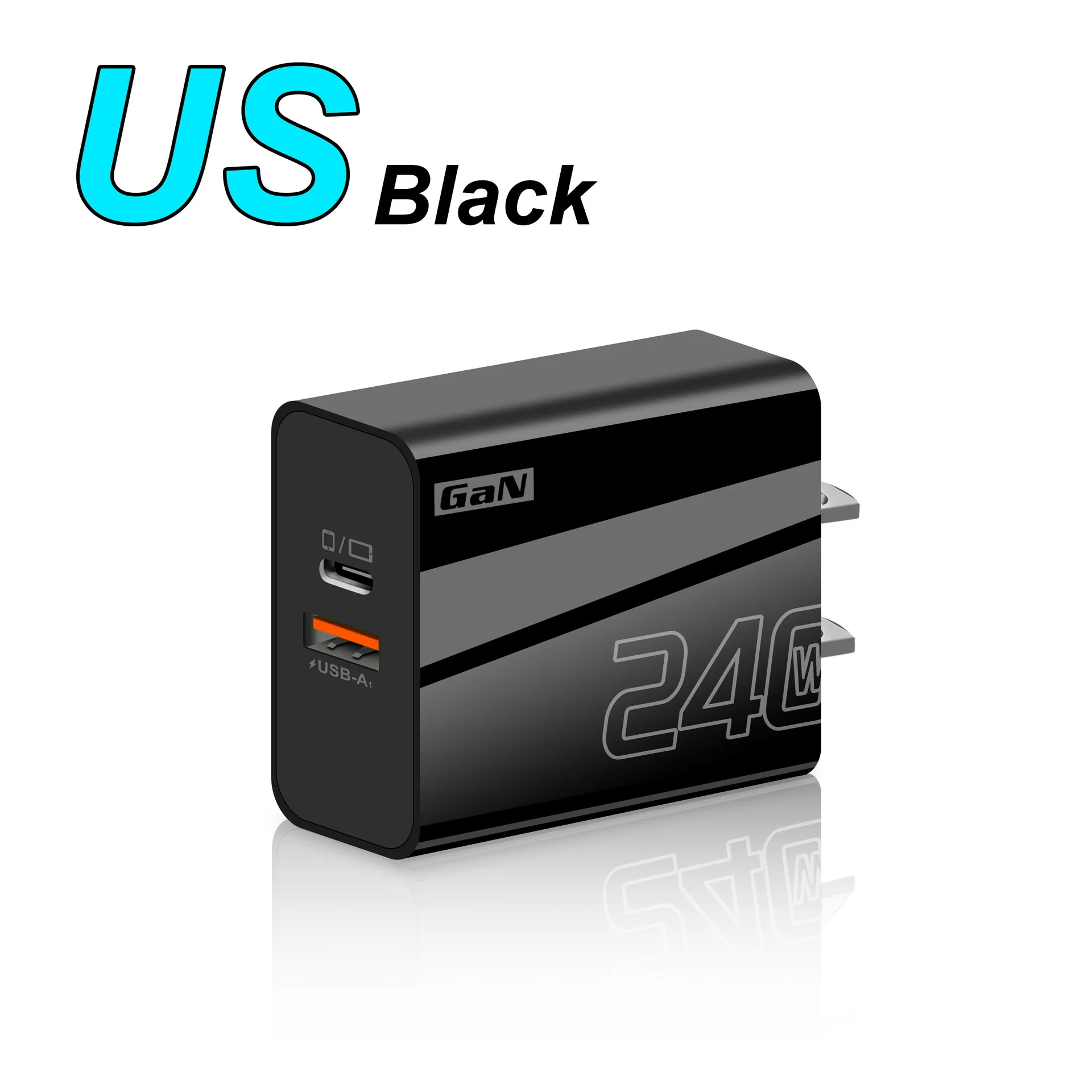 240W GaN Charger Dual Port USB A Type C PD Fast Charging Adapter QC3.0 Wall Charger for iPhone Samsung Laptop Travel Adapter
