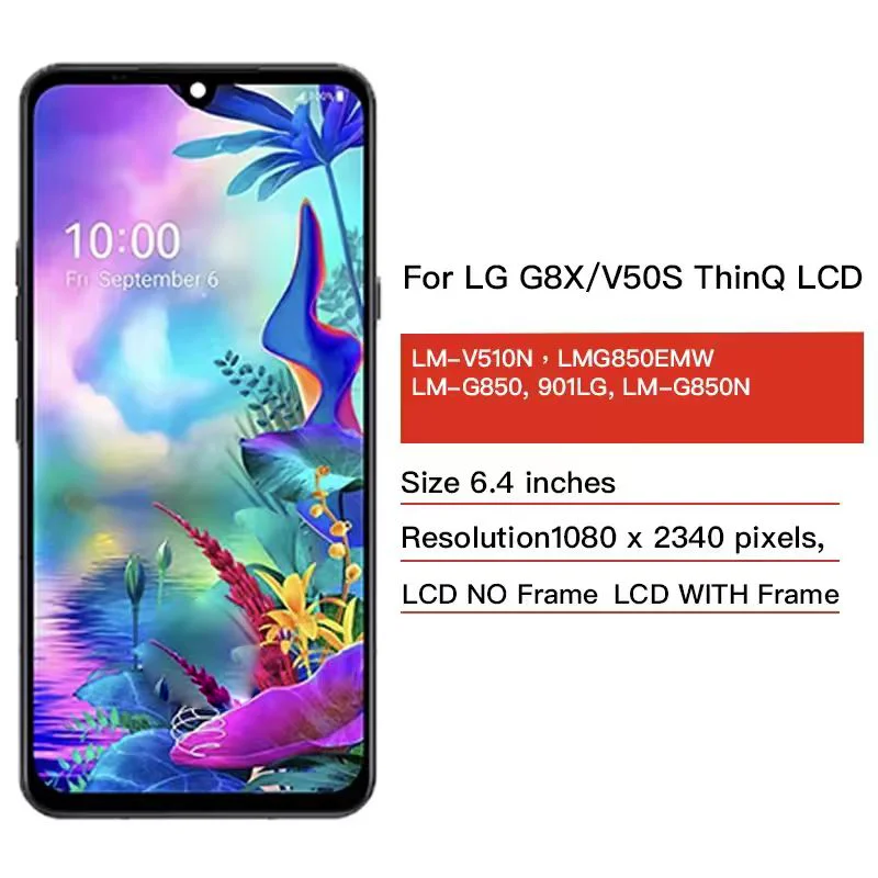 LM-V510N LMG850EMW Premium LCD For LG G8X ThinQ LCD Display Touch Screen Digitizer For LG V50S ThinQ 5G LCD With Frame