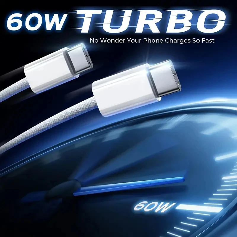 Original 60W PD USB-C USB C Fast Charger Cable For Apple iPhone 17 Air 16 Pro Max 15 Plus Type C Quick Charging Xiaomi Samsung