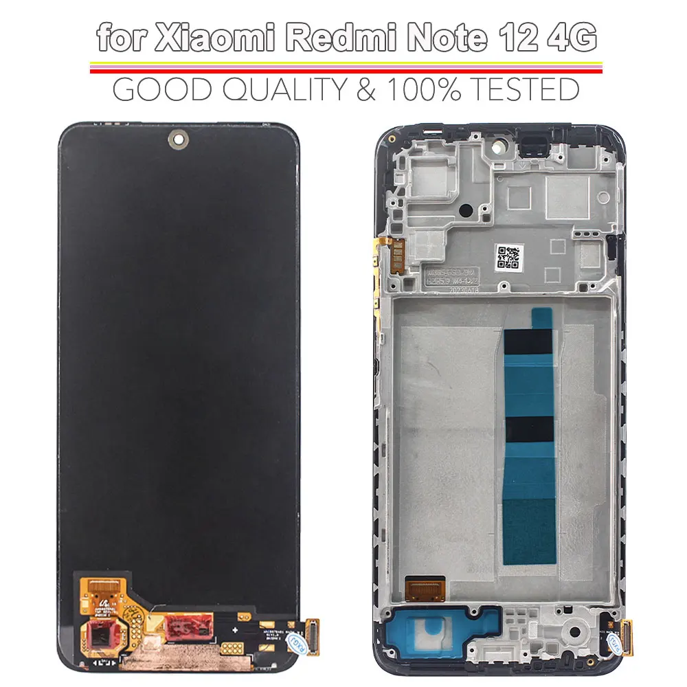 Super AMOLED LCD for Redmi Note 12 4G LCD Display Touch Screen Digitizer Assembly for Redmi Note 12 4G 23021RAAEG 23021RAA2Y