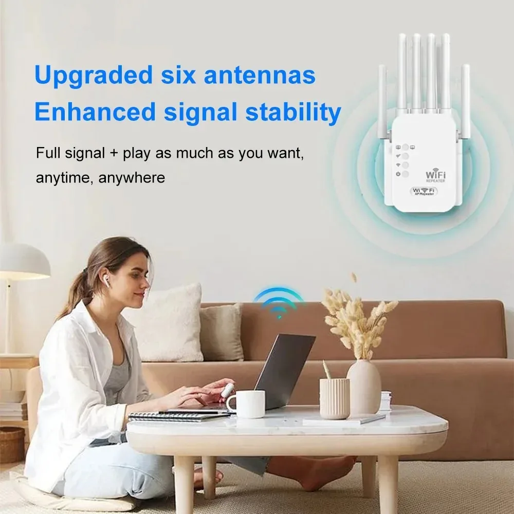 1200Mbps WiFi Repeater Dual Band 2.4G 5G Wireless Signal Extender Wifi Amplifier Router Long Range Wi-Fi Booster For Office Home