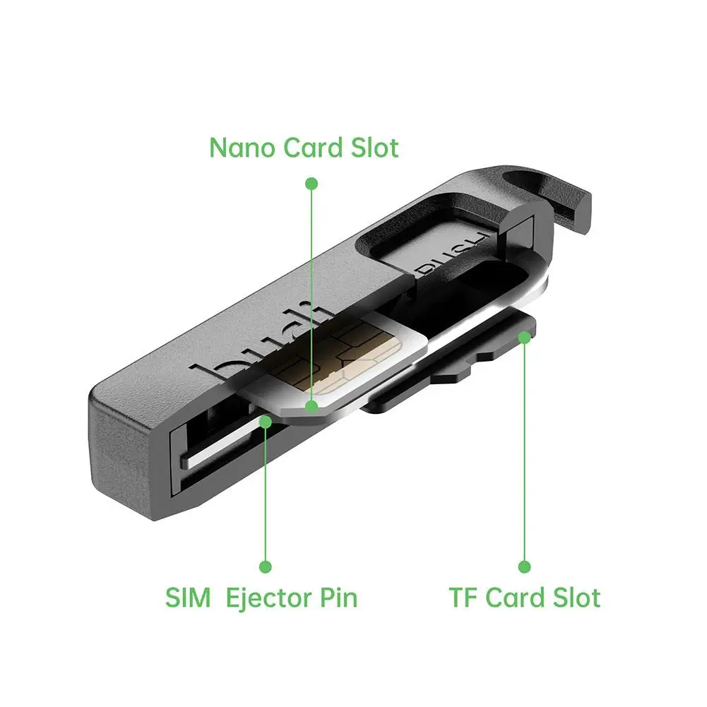 Multifunctionele kaartslot opslagdoos TF SIM-kaartejector opslagslot met Lanyard Anti-verloren SIM-kaartverwijderingsnaalden 1pc