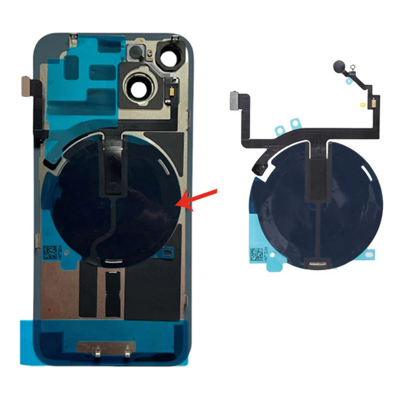 OEM Wireless Charging Coil NFC Antenna Replacement With Led Flash Light Flex Cable For iPhone 14 15 16 Plus Pro 17 Pro Max Parts