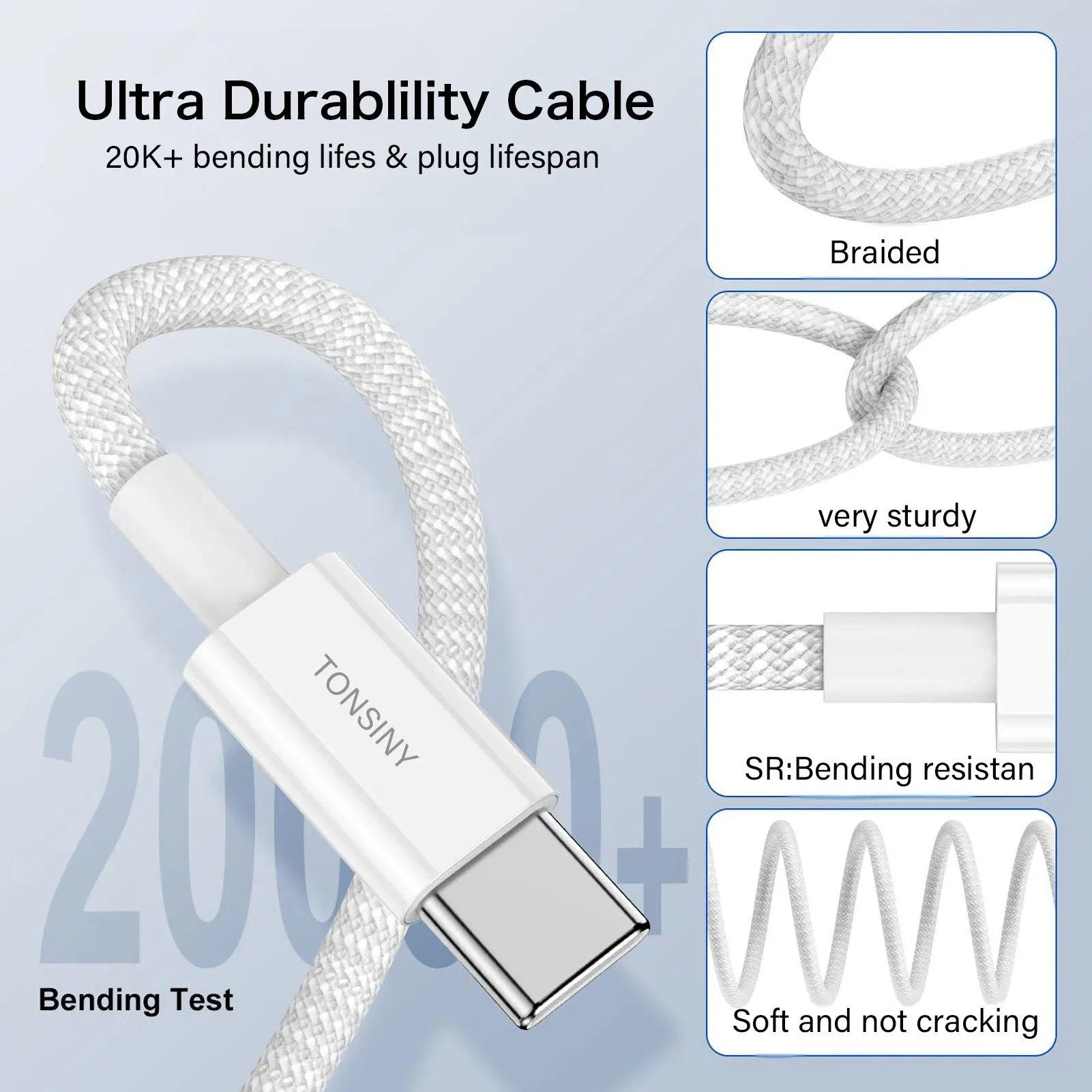 Original USB-C Cable For iPhone 17 16 15 Pro Max PD 60W Fast Charging For Huawei Xiaomi Samsung Type C Weaving Cable Accessories