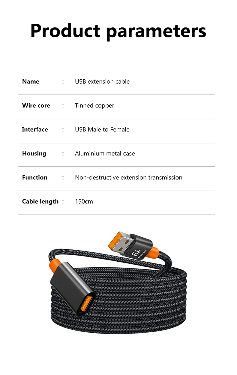 6A USB 3.0/2.0 Extension Cable for Smart Laptop PC TV Xbox One SSD Extender Cord Mini Fast Speed Cable