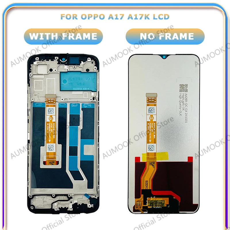 6.56" LCD Screen Display For OPPO A17 A17k Touch Screen Digitizer Assembly With Frame CPH2477 CPH2471 LCD Display Repair Parts