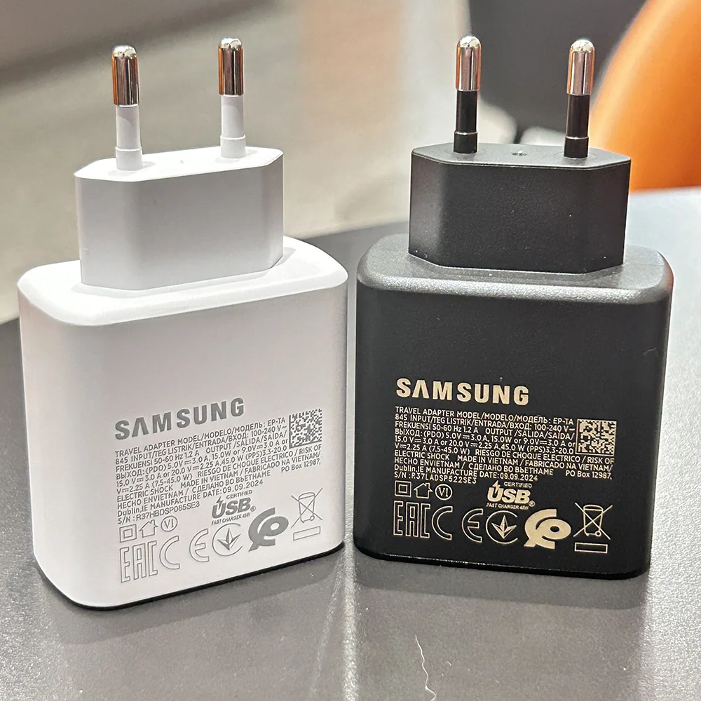 For Samsung 45W Super Fast Charger EU Adapter 1.8M 5A Type C Cable Galaxy S25 S24 S23 Ultra Plus FE Edge Fold FLip 6 5 A55 A36