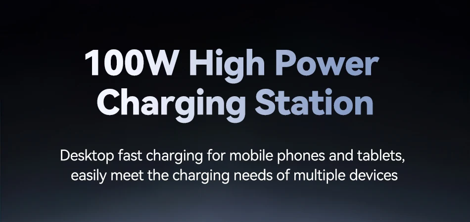 Rocoren USB Charger 100W GaN Charger 6-ports Desktop Fast Charging Type C Charger Portable Power Station For iPhone Xiaomi POCO