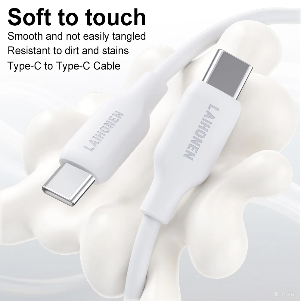 60W 3A Super Fast Charge PD Type C Liquid Silicone Cable Quick Charge 1M 2M 3M USB Cable USB C to C Charger Cable