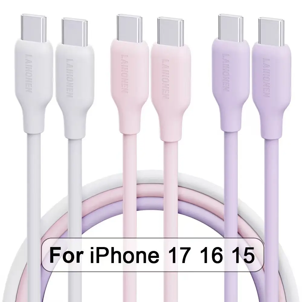 60W 3A Super Fast Charge PD Type C Liquid Silicone Cable Quick Charge 1M 2M 3M USB Cable USB C to C Charger Cable
