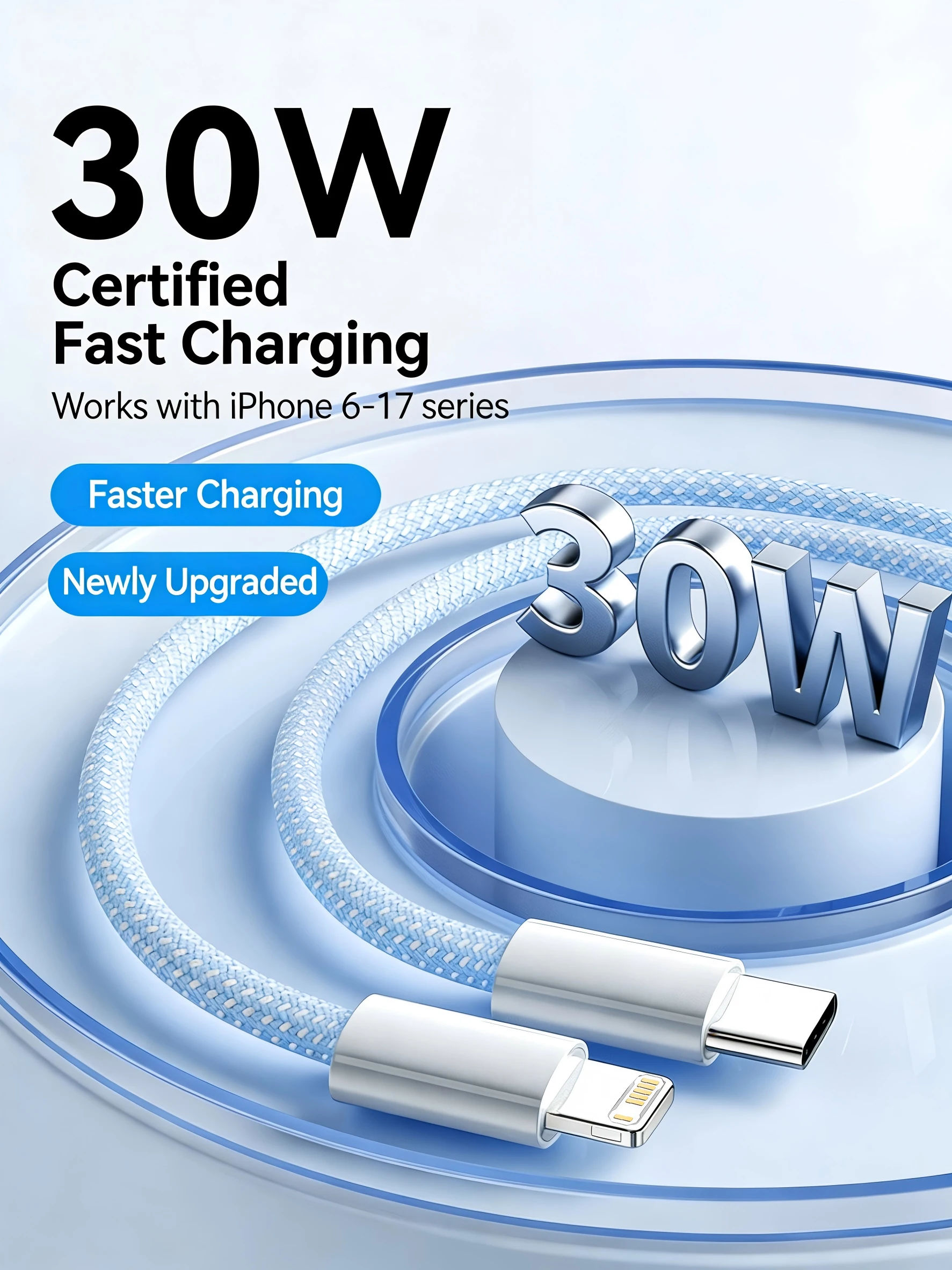 PD 30W Fast Charger For iPhone 14 13 12 11 X XR XS 8 Pro Max Plus Mini iPad Air Fast Charging Cable USB C to L Durable