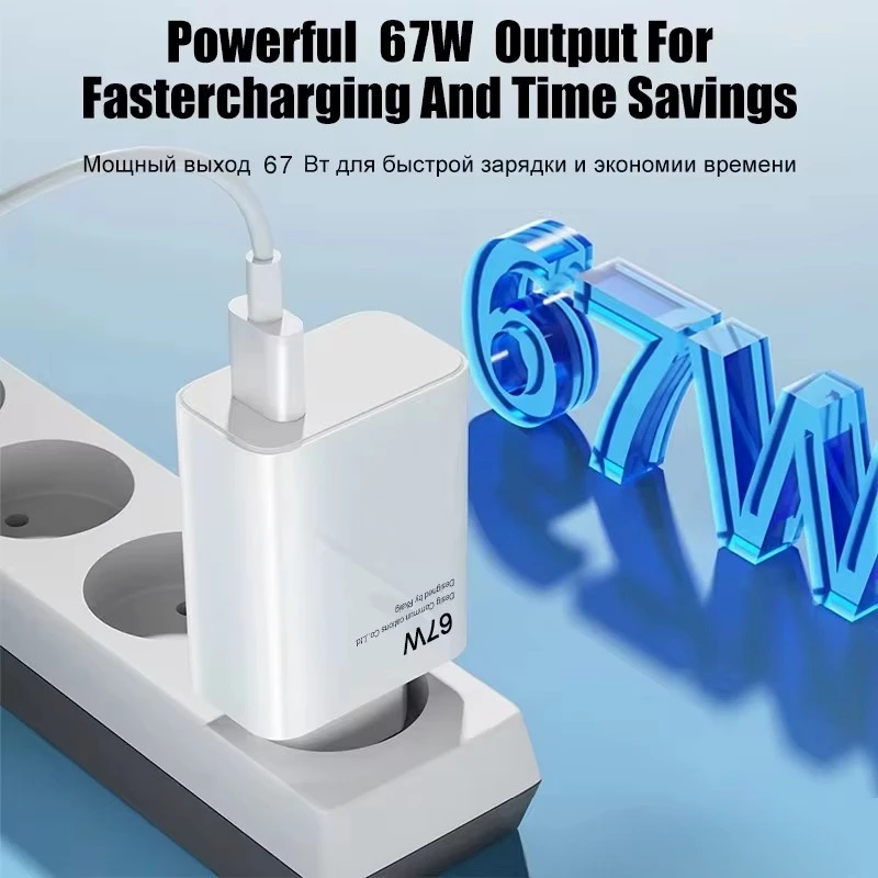 6A 67W Ultra Fast Wall Charger For Xiaomi 10 11 12 Lite 13T Redmi Note 10S 11S 12 13 Pro POCO X3 X4 X5 Type C USB Charging Cable