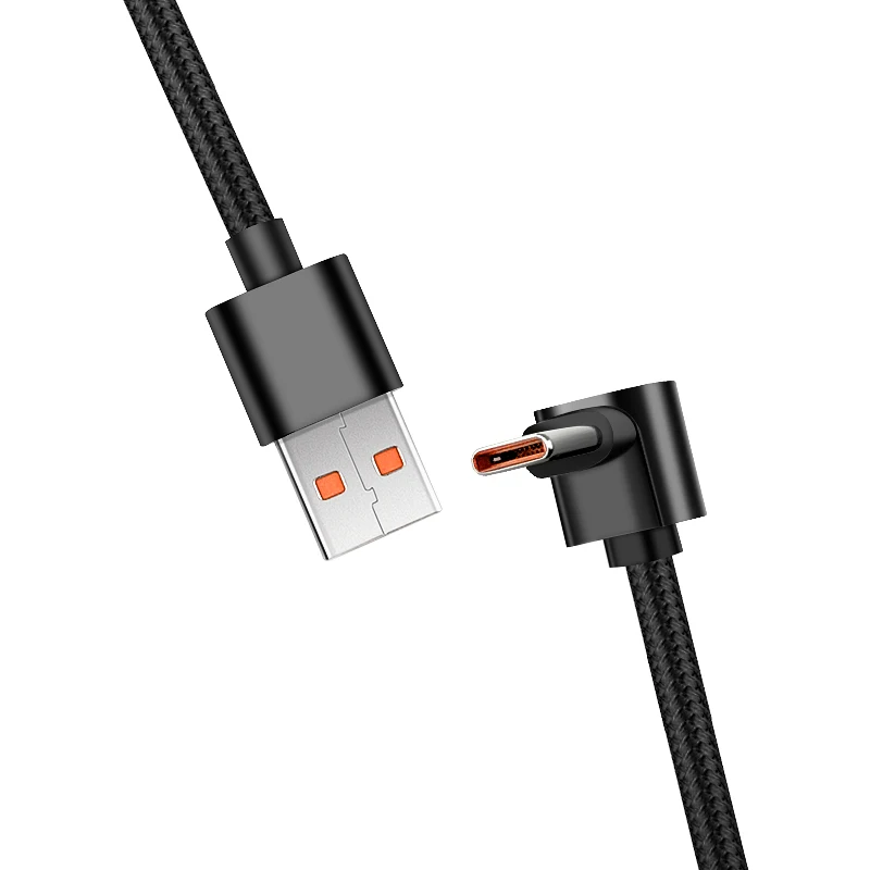 100W 90 Degrees Braid 0.25m/0.5m/1m/2m 4A Quick Charger Elbow USB to Type C Cord PD Cable For iPhone Samsung Xiaomi Macbook
