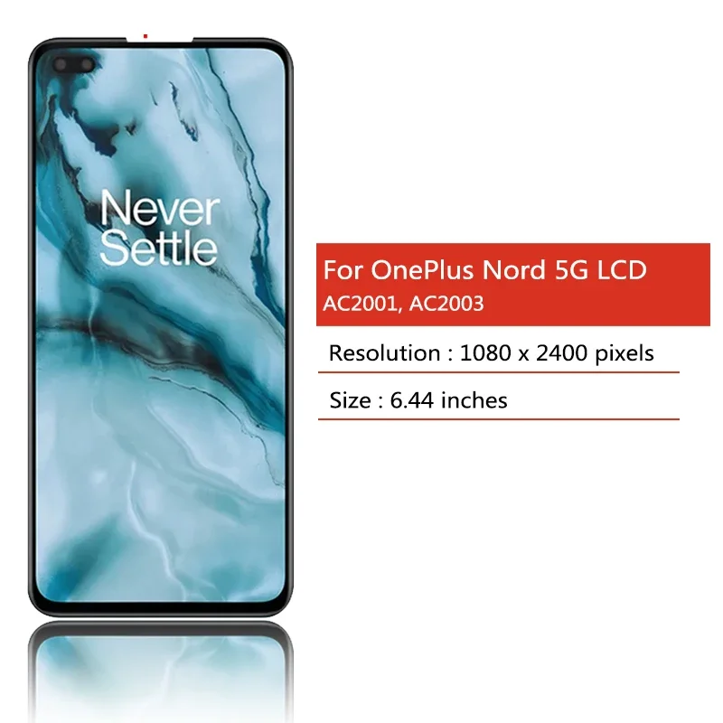 Super AMOLED For OnePlus One Plus Nord LCD Display Touch Screen Digitizer Panel For 1+Nord 5G AC2003 AC2001 LCD Frame