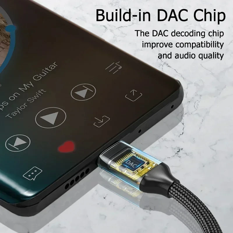 USB Type-C to 3.5mm Jack Audio Adapter Cable for iPhone 15 16 Pro Max Plus/iPad Pro 11 13 Air 11 13 Mini 6 7 Earphone Converter