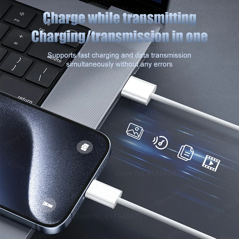 22.5W 3A USB to Type C Fast Charging Data Cable For iPhone 15/15 Pro/15 Pro Max/15 Plus Carplay Phone USB C Cord Nylon Braided