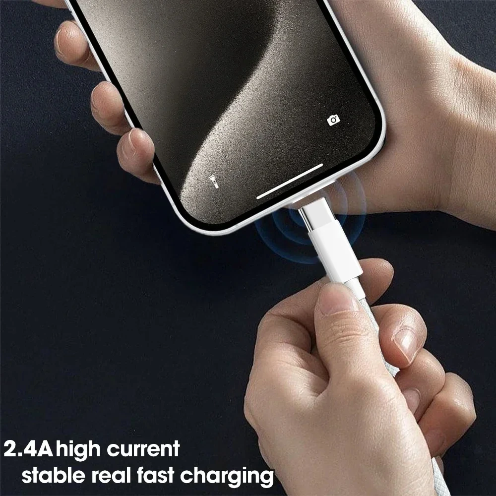 22.5W 3A USB to Type C Fast Charging Data Cable For iPhone 15/15 Pro/15 Pro Max/15 Plus Carplay Phone USB C Cord Nylon Braided