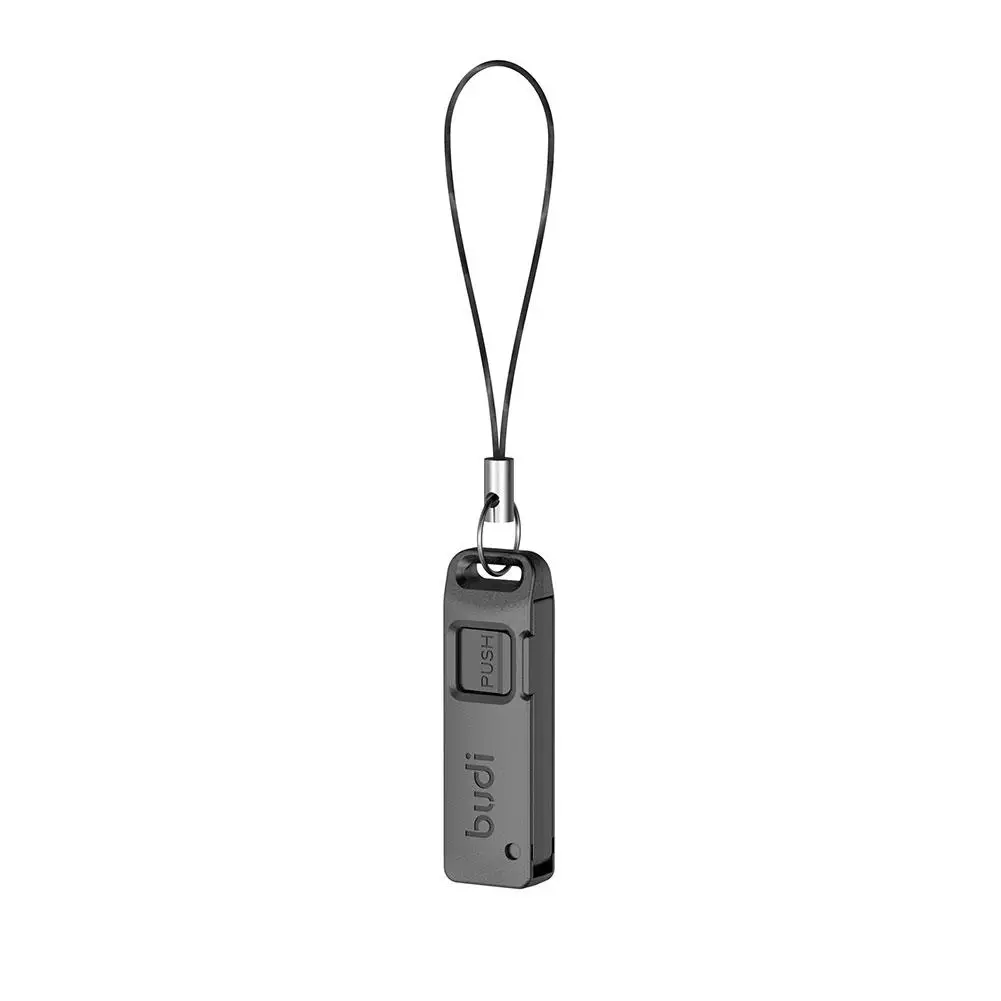 BUDI SIM TF Card Slot Storage Box With Mobile Phone Card Ejector Pin Anti-Lost Lanyard Universal Phone Ejector Pin SIM Card Tray
