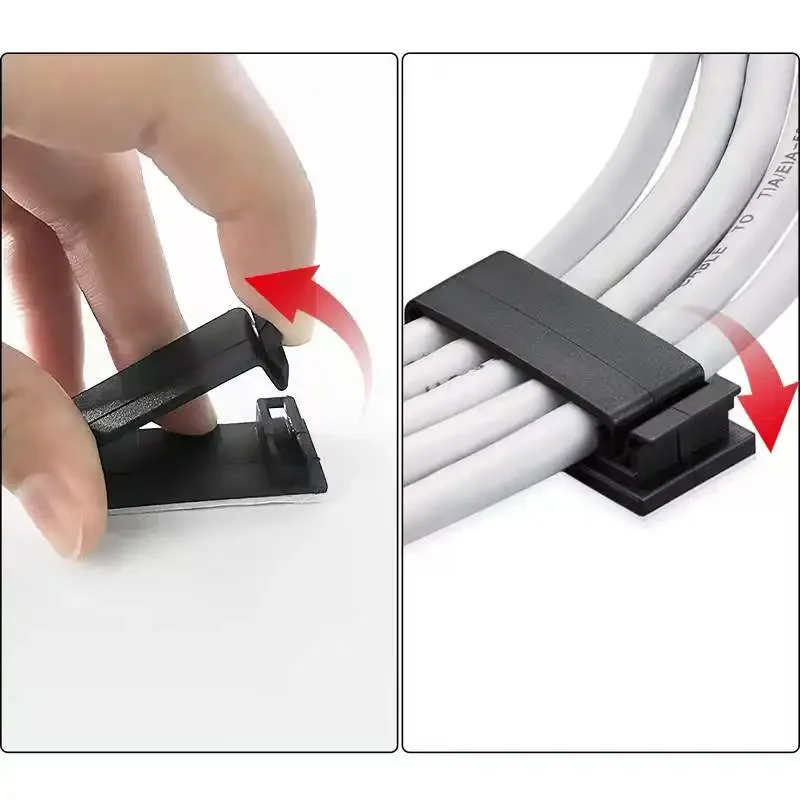 Adhesive Wire Organizer Cable Holder Cord Management Harness Clamp Clip For Home PC Power USB Cable Wiring Desktop Cord Manager
