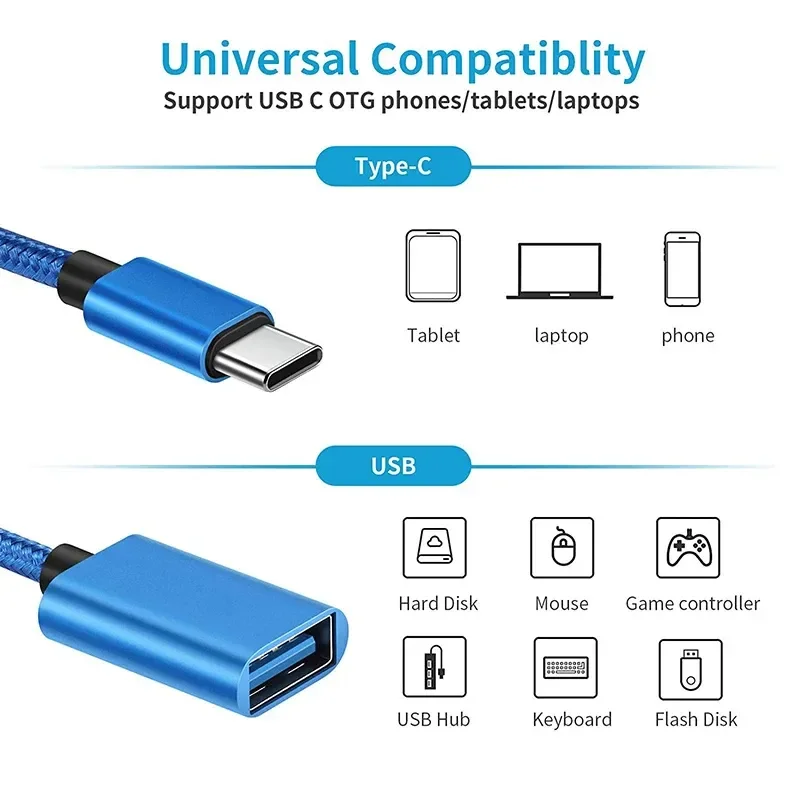 Type-C OTG  Cable Adapter USB to Type C Adapter Connector for Xiaomi Samsung S20 Huawei OTG Data Cable Converter for MacBook Pro