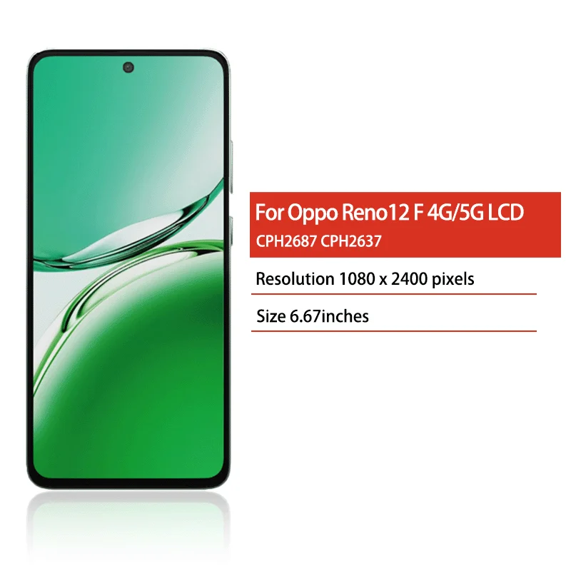 6.67"Super AMOLED For Oppo Reno12 F 4G LCD CPH2687 Display Touch Screen Digitizer For Reno 12F 5G CPH2637 Display