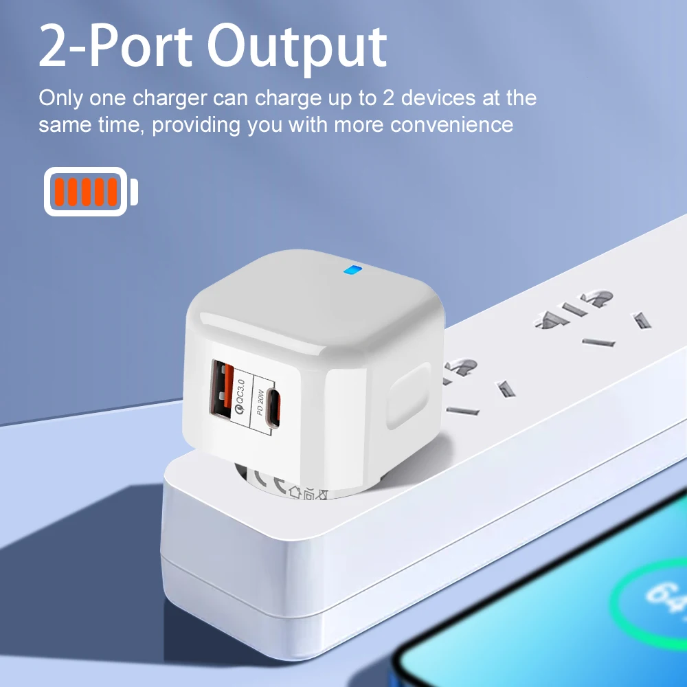 EU US UK 20W Dual Ports Type C USB C PD Wall Charger Fast Quick Charging Power Adapters For IPhone 11 12 13 14 15 Samsung
