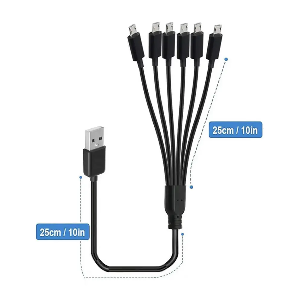 1 to 6 Micro USB Multi Charging Cable USB A 2.0 to 6 Micro USB Splitter Cable for Android Phone Tablet Players and More Device