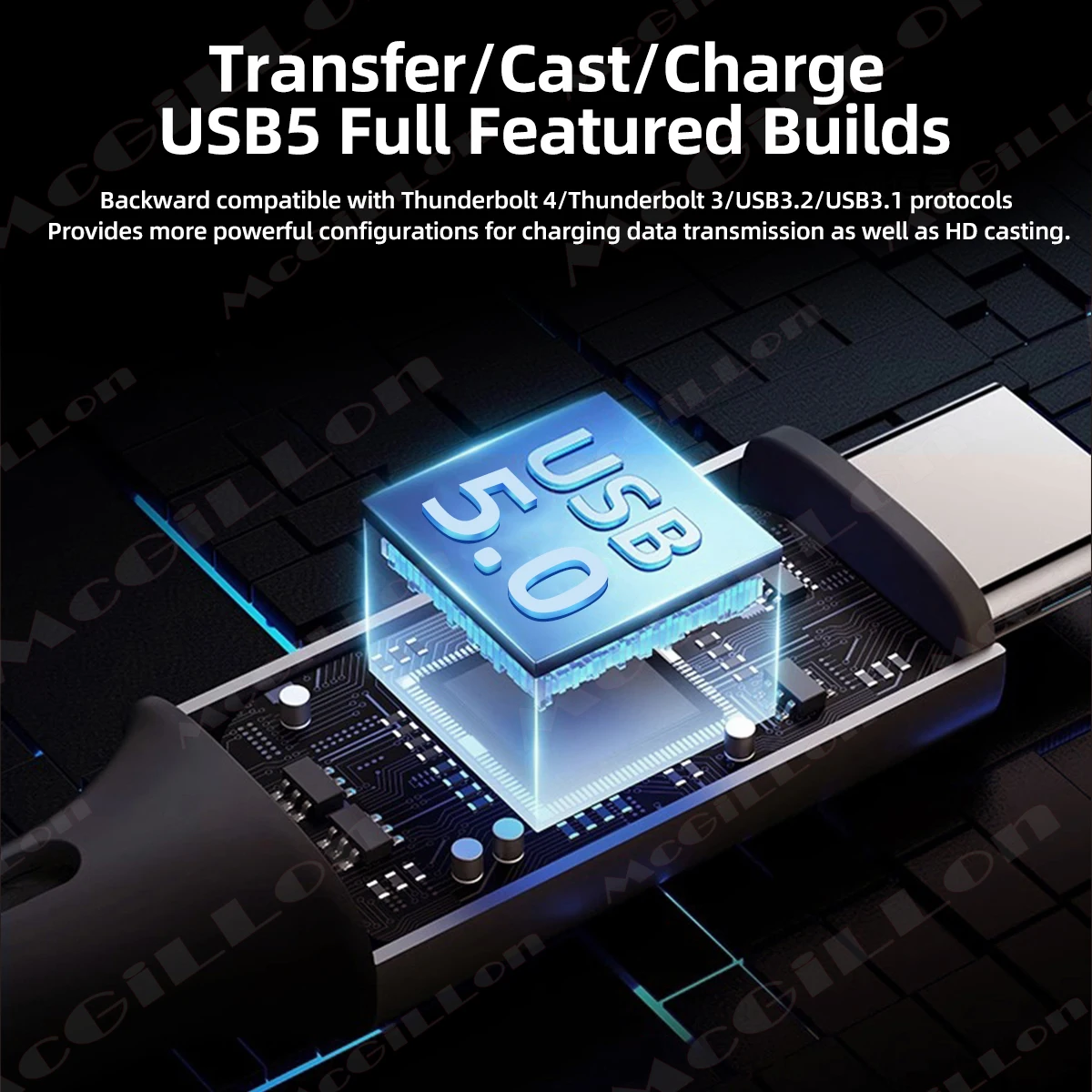 USB5 Cable 80Gbps 240W 8K for Thunderbolt 5 Type C Fast Charging Thunderbolt 4 USB 5.0 USB-C to C Data Transfer Cable for Laptop