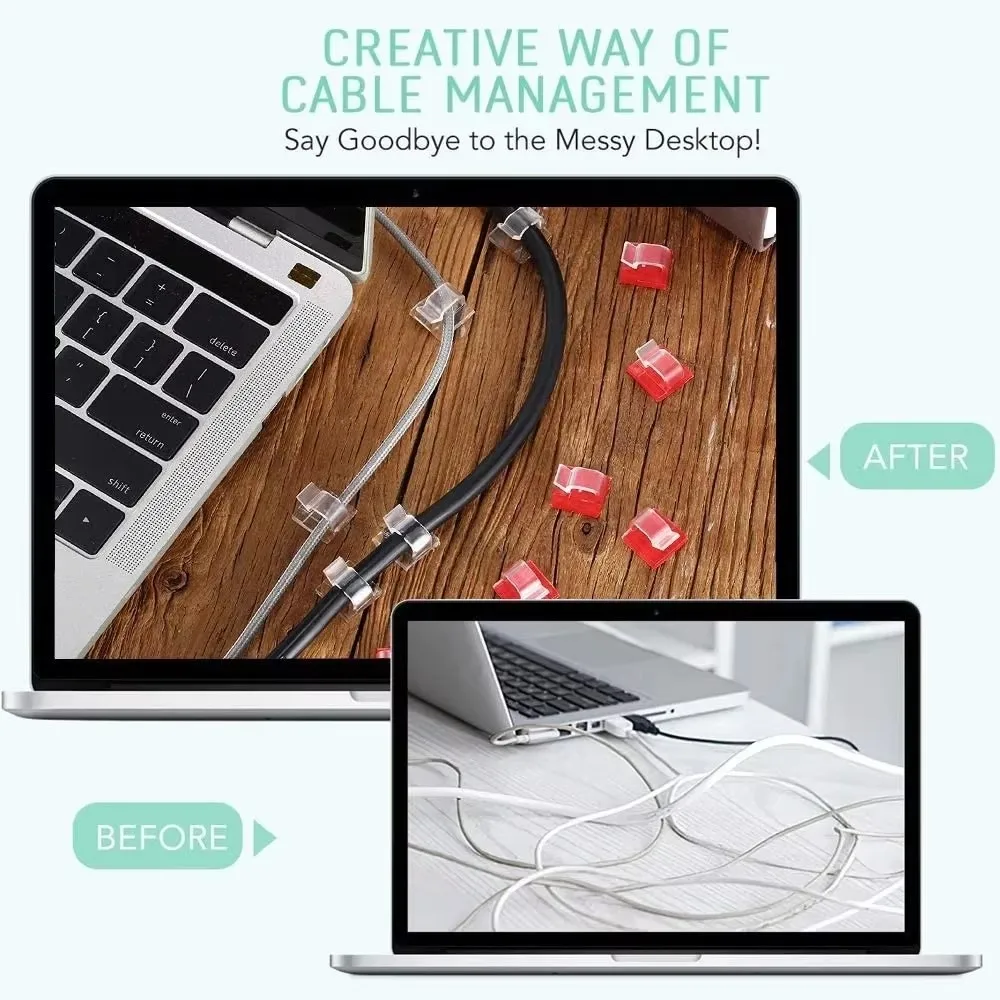 20/50PCS Cable Organizer Clips USB Cable Management Adhesive Hooks Desk Clamp Wire Winder Holder Protector for Home Office
