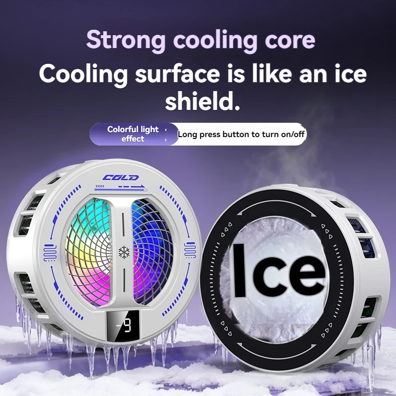 NEW Semiconductor Magnetic Clip Phone Cooler with Digital Display Temperature RGB Lights Compatible for Iphone Samsung Xiaomi