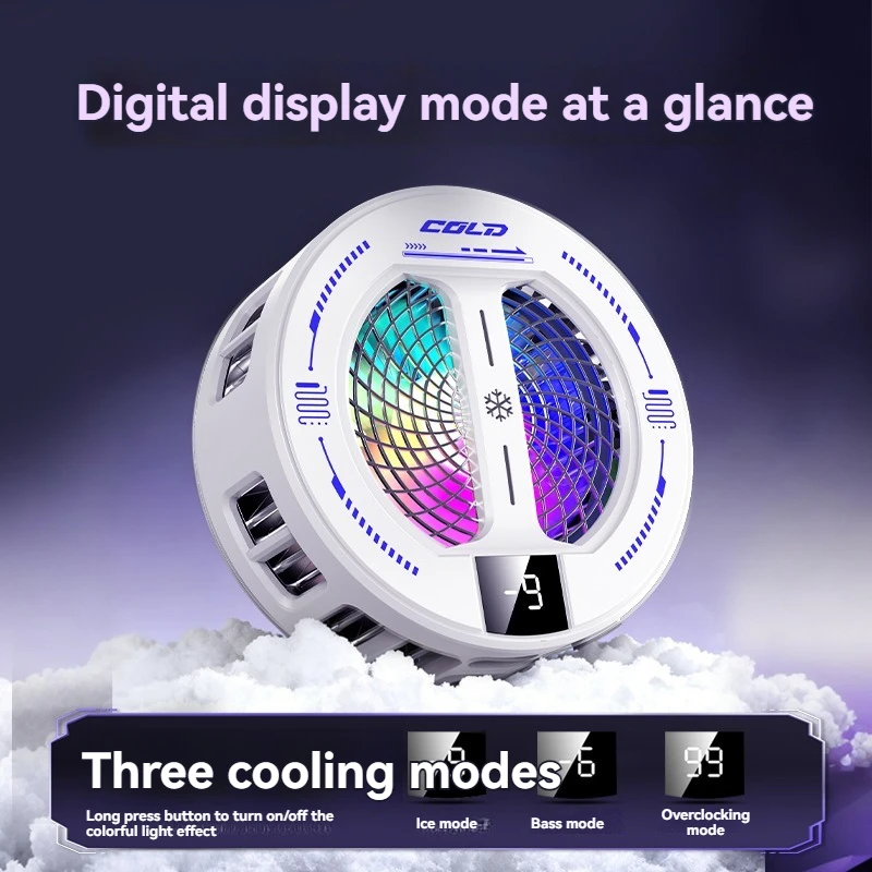 NEW Semiconductor Magnetic Clip Phone Cooler with Digital Display Temperature RGB Lights Compatible for Iphone Samsung Xiaomi