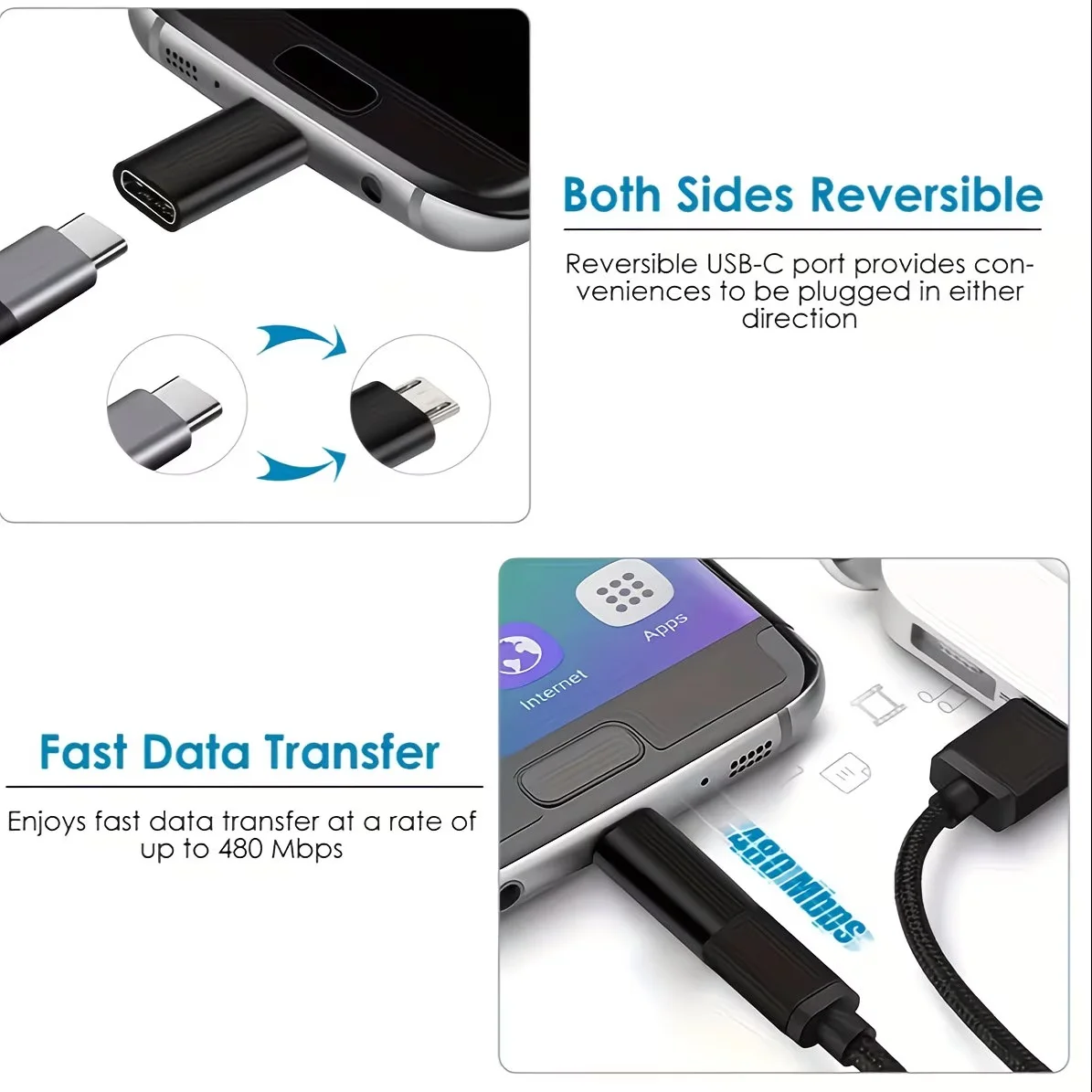 USB C Female to Micro USB Male Adapter (1/2/3/4/5/6-Pack), Micro USB Adaptor, Micro USB to USB C Adapter Fast Charger Power Cabl
