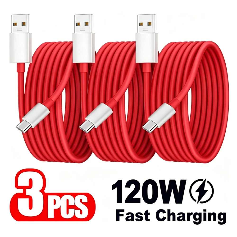 3PCS 120W Super Fast Charging Type-C USB Cable For OnePlus 9 10 Pro 11 12 12R 13 13R 15 15R Nord 2 CE 3 4 Lite 5 6 N20 N30 SE 5G
