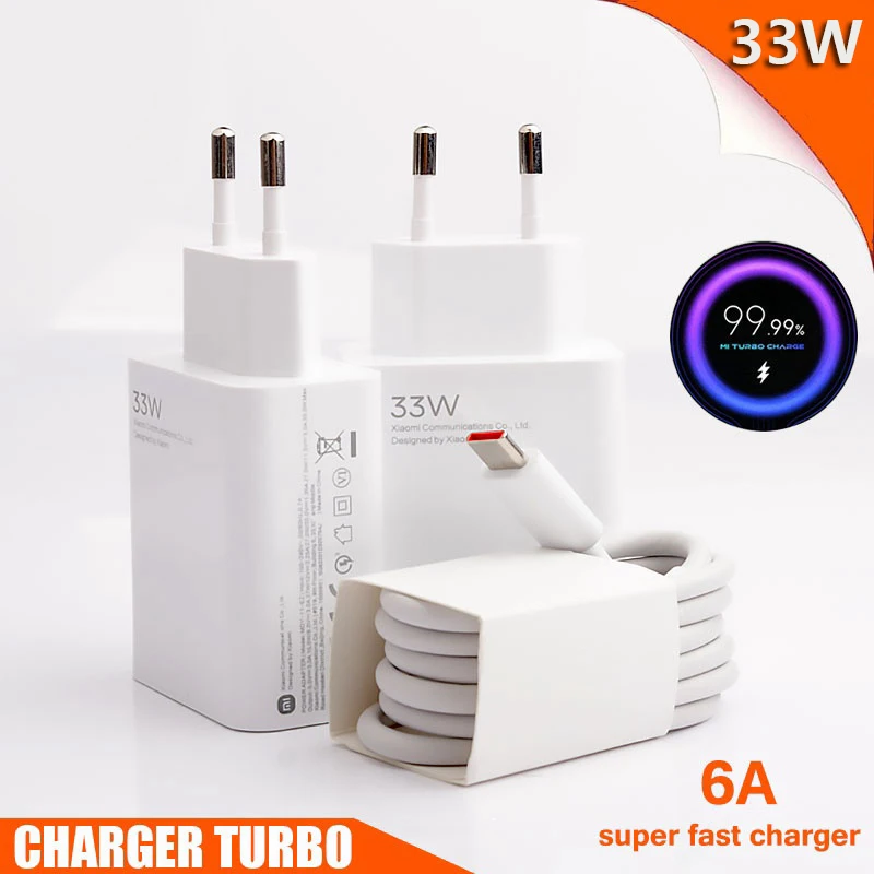 2026 New 33W Charger 6A Quick Charging QC 3.0 Fast Turbo Charge Mobile Phone Charger Adapter USB Type C Cable For Samsung Xiaomi