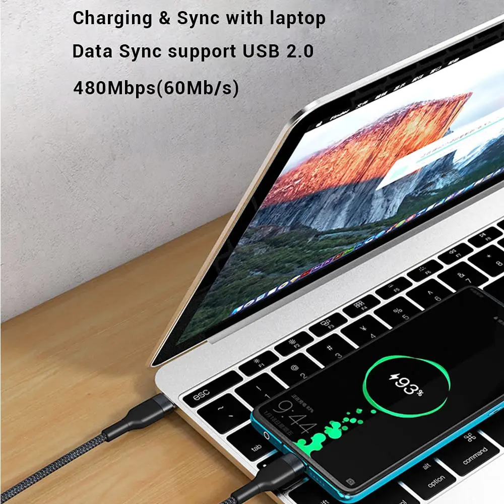 PD60W Type C to Type C Fast Charging Cable 0.25M Short Cable USB C Data Cord for Power Bank Phone Tablet Laptop Portable Charge