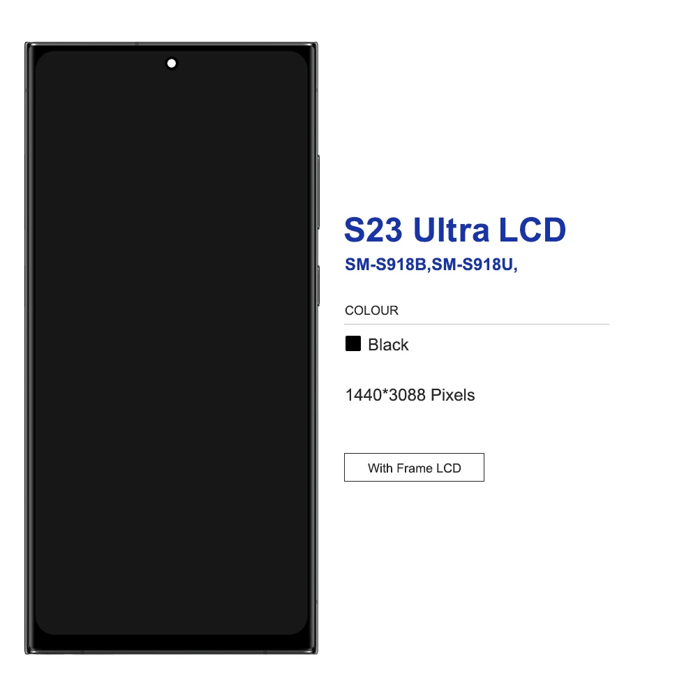 6.78''AMOLED For Samsung S23 Ultra LCD Display Touch Screen Digitizer Assembly For S23 Ultra S918 S918B S918U Display With Frame