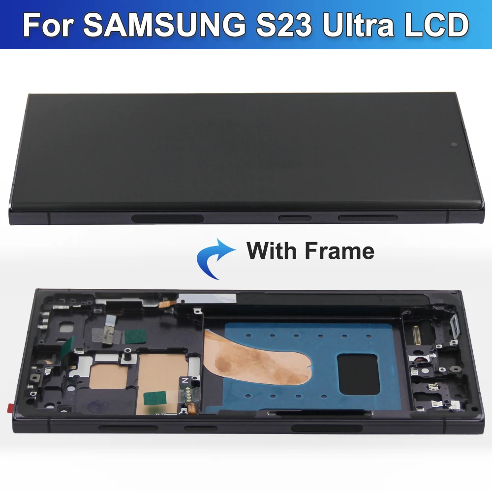 6.78''AMOLED For Samsung S23 Ultra LCD Display Touch Screen Digitizer Assembly For S23 Ultra S918 S918B S918U Display With Frame