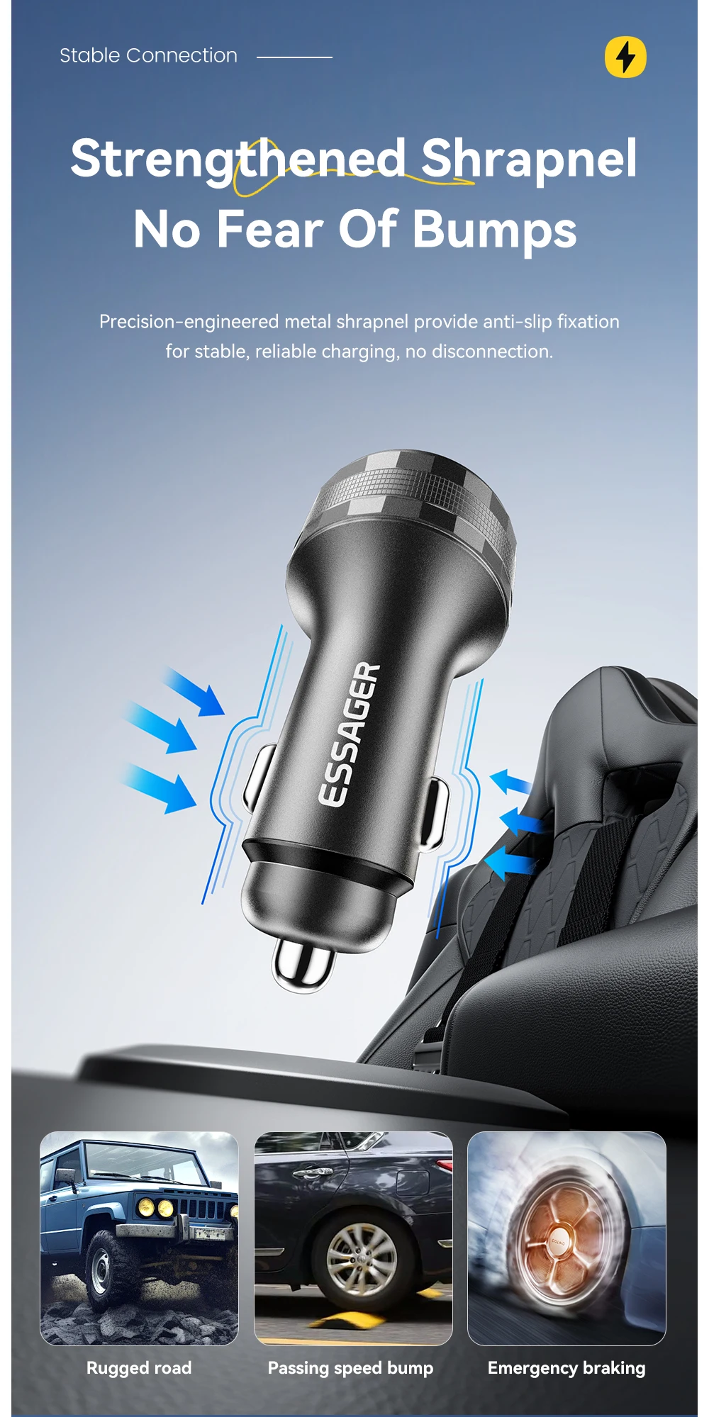 Essager 108W 3Ports USB Car Charger Digital Dispaly PD3.0 Fast Charging Quick Charge 3.0 Adapter for iPhone 16 15 Xiaomi Samsung