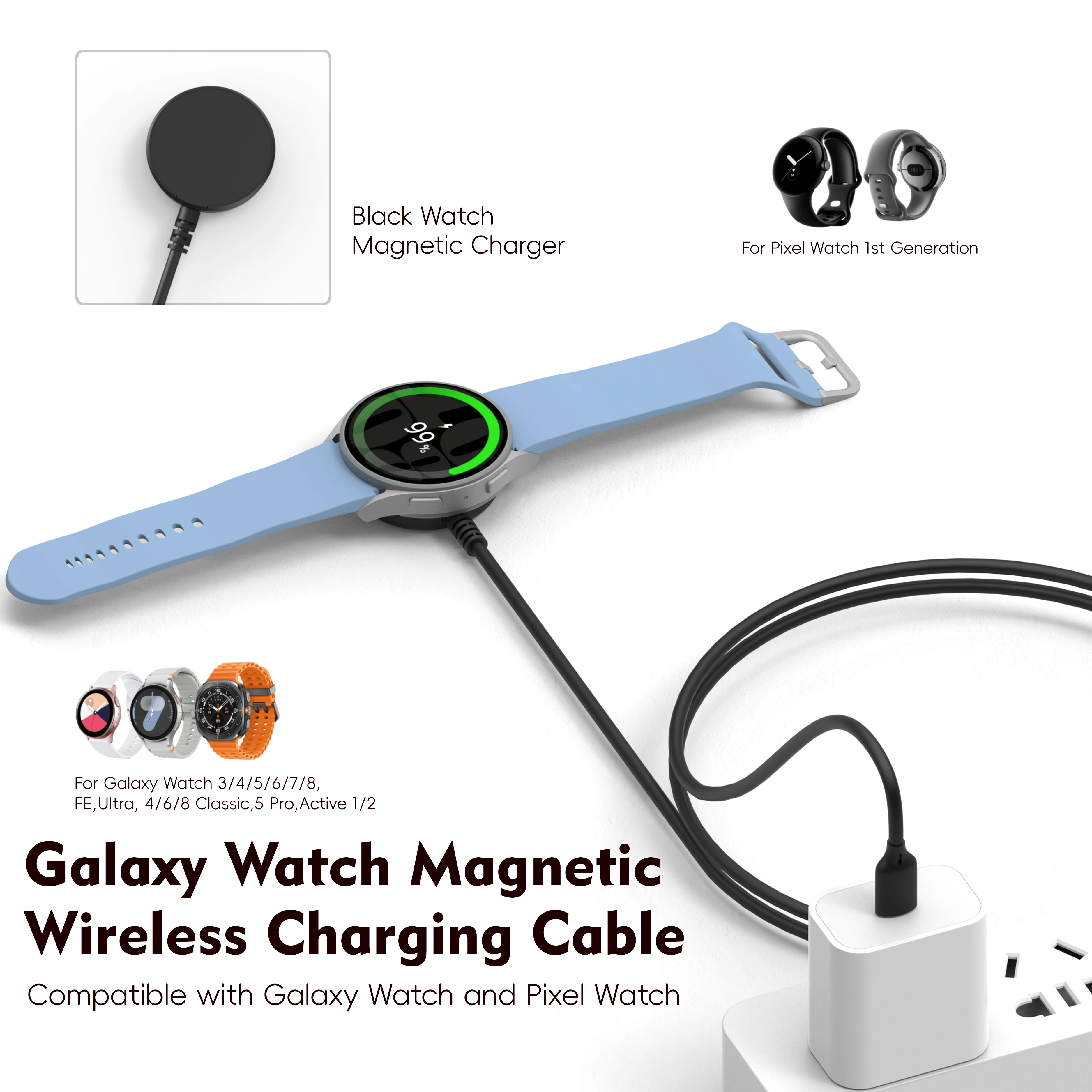 Watch Whiress Charger for Galaxy Watch Charger Cable for Galaxy Watch 3/4/5/6/7/8 Ultra 4/6/8 Classic 5 Pro Active 1/2