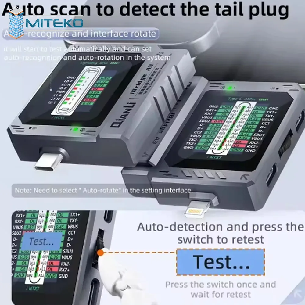 Qianli IBridge A3 Tail Plug Tester Comprehensive Analysis Type-C Lightning Interface Auto-scan Phone Android Diagnostic Tool